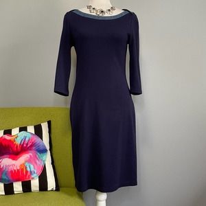 Tommy Hilfiger Blue Knit Boat Neck Sheath Dress